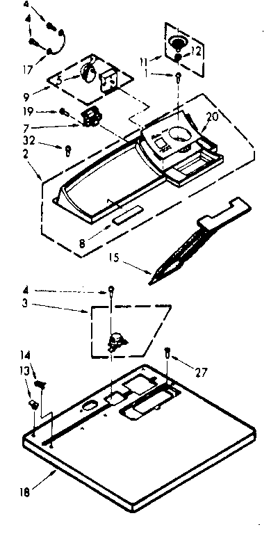 Kenmore 1107358620 top and console assembly diagram