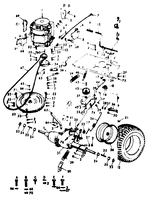 Craftsman 91725701 rear axle and drive assembly diagram