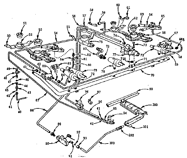 Kenmore 103746616 burner section diagram