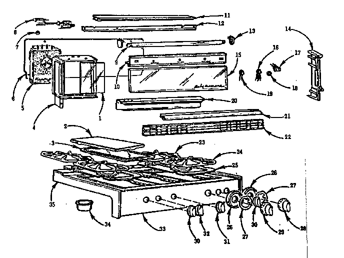 Kenmore 103746611 backguard and main top diagram