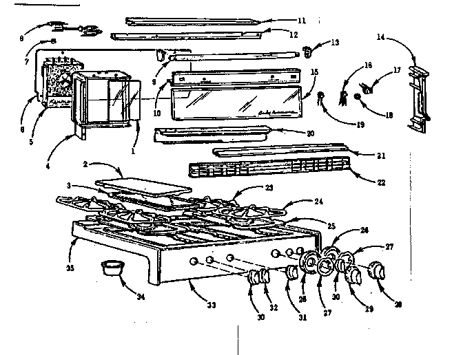 Kenmore 1037466110 backguard and main top diagram