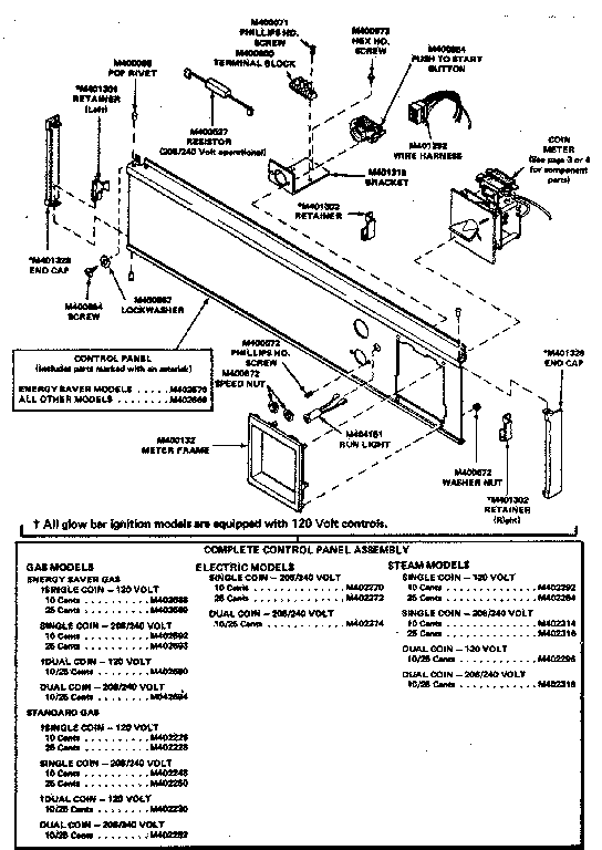Huebsch 30CG control panel assembly (coin) diagram