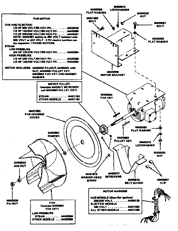 Huebsch 30CG fan and motor assembly diagram