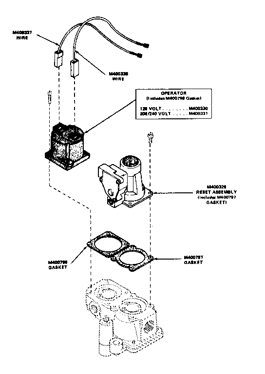 Huebsch 30CG standing pilot gas valve breakdown diagram