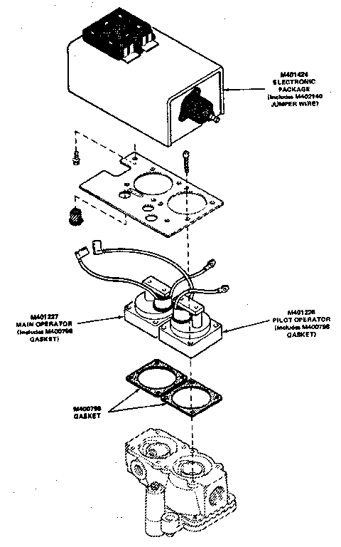Huebsch 30CG automatic ignition gas valve breakdown diagram