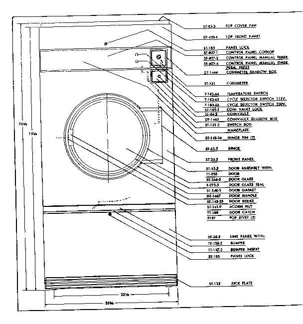 Huebsch 37BG cabinet diagram