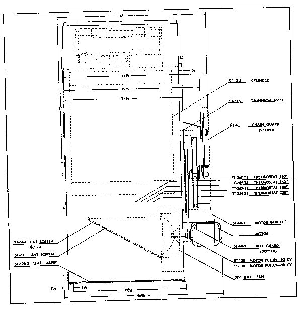 Huebsch 37BG motor and lintscreen diagram