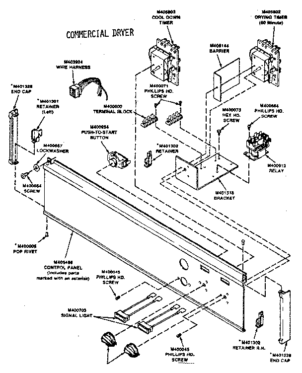 Huebsch 30WG control panel assembly (manual) diagram