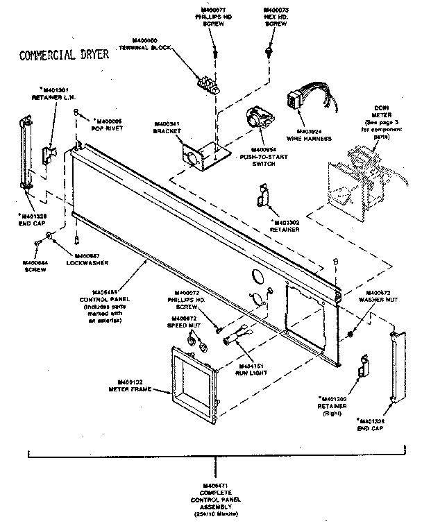 Huebsch 30WG control panel assembly (coin) diagram