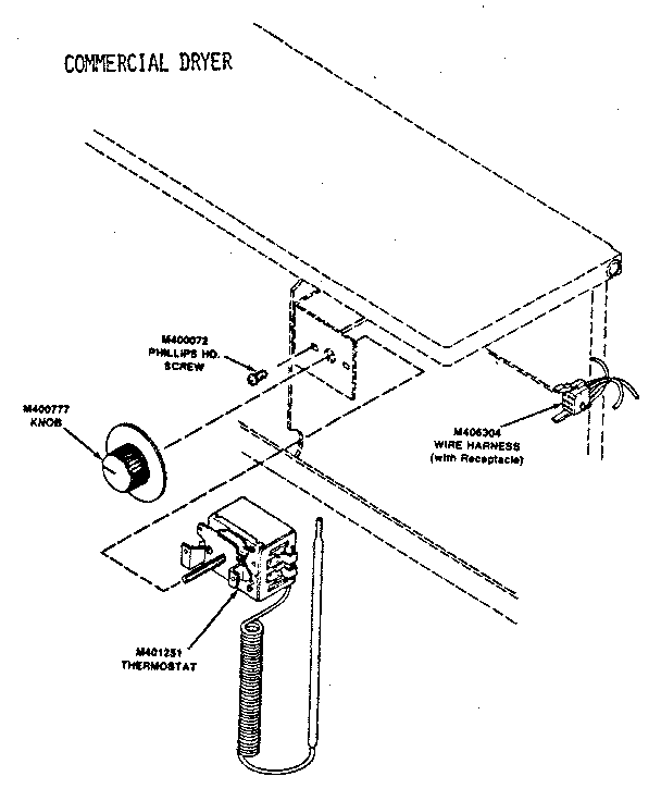 Huebsch 30WG thermostat and harness assembly diagram