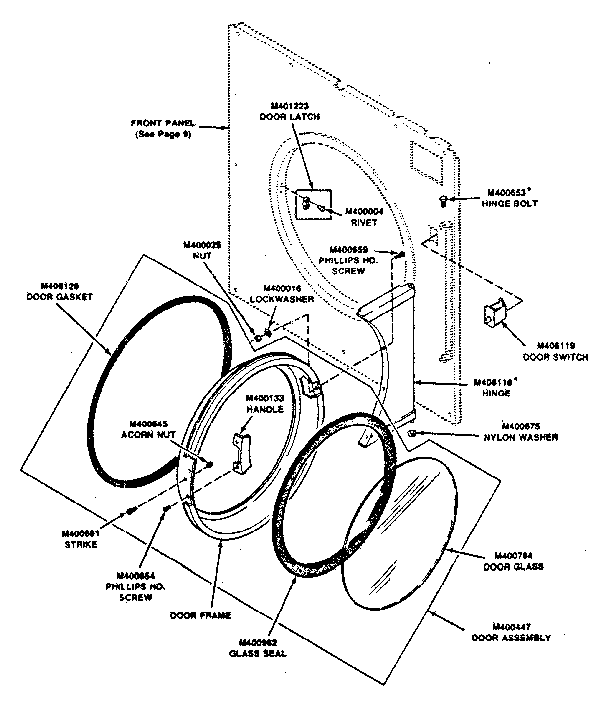 Huebsch 30WG loading door and door switch diagram