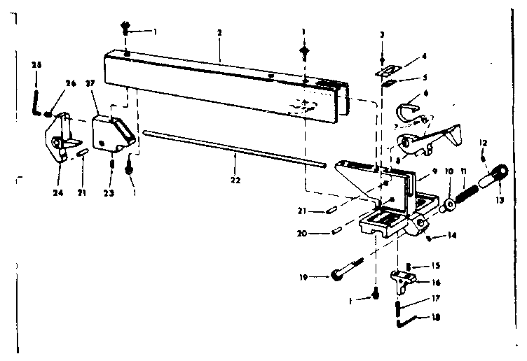 Craftsman 11329960 rip fence assembly diagram