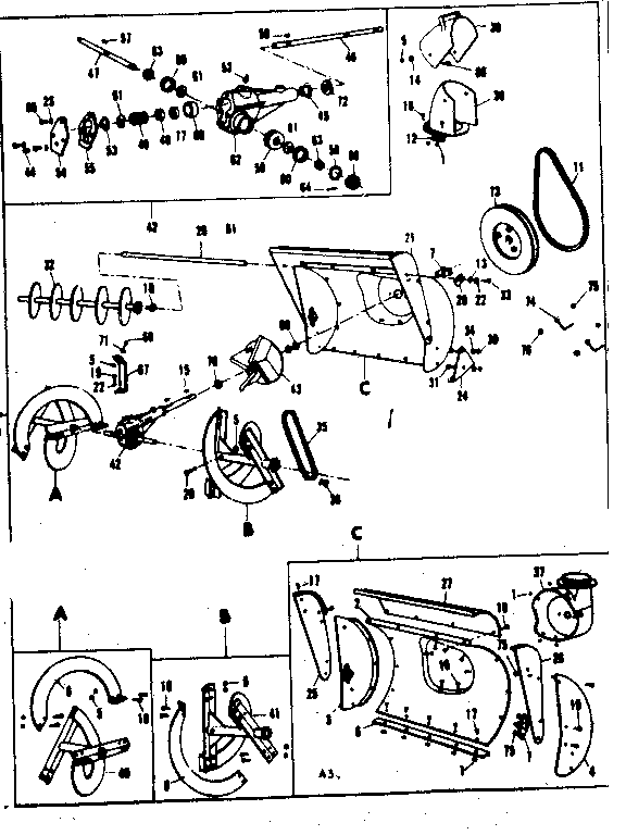Craftsman 53682400 auger and gear case assembly diagram