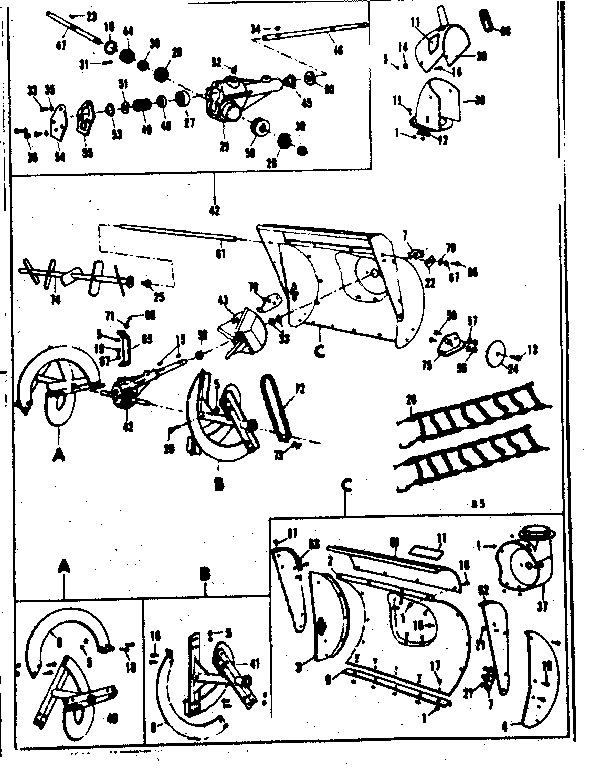 Craftsman 53682564 auger and gear case assembly diagram