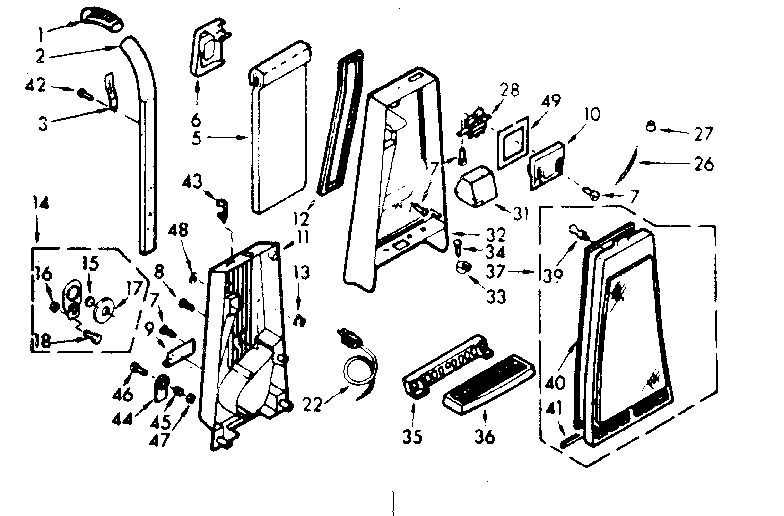 Kenmore 11630800 handle and bag housing diagram
