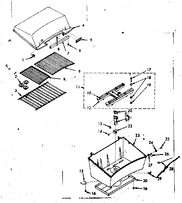 Kenmore 10322201 grill and burner section diagram