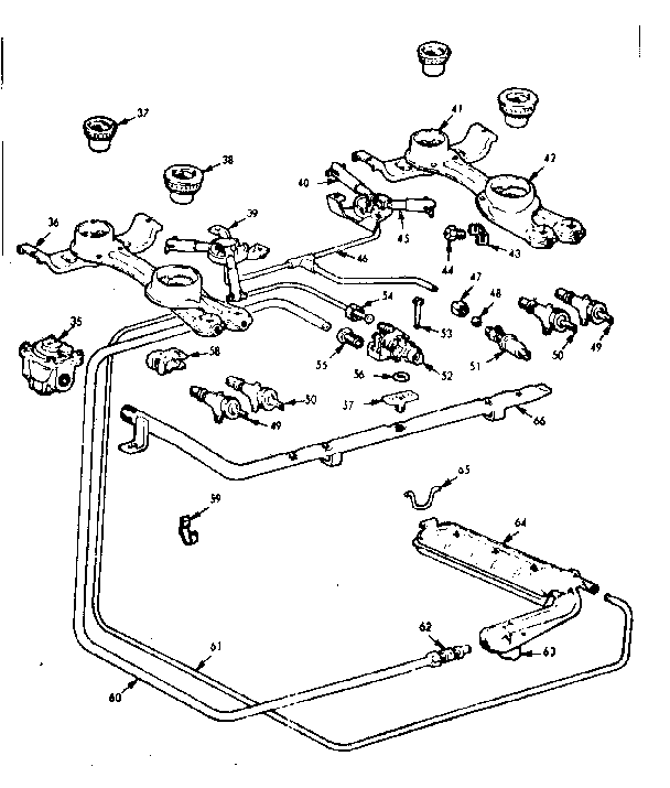 Kenmore 1037136334 burner section diagram