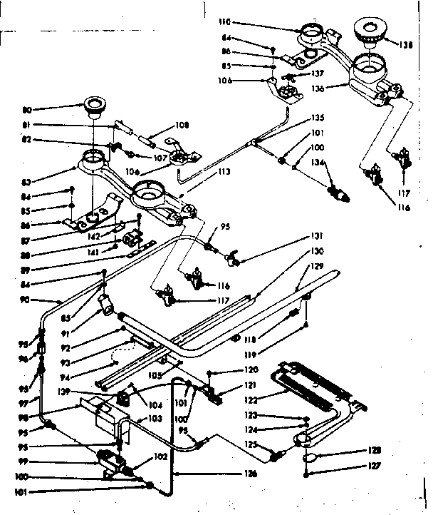 Kenmore 1037147021 burner section diagram