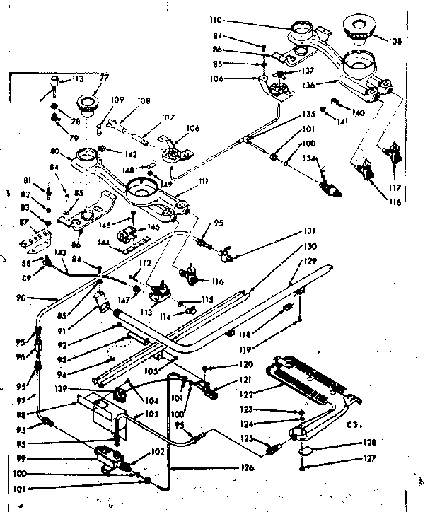Kenmore 1037177040 burner section diagram