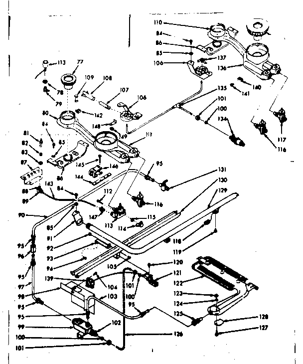 Kenmore 1037177021 burner section diagram