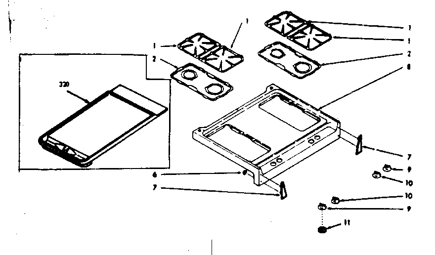 Kenmore 1037337040 main top section diagram