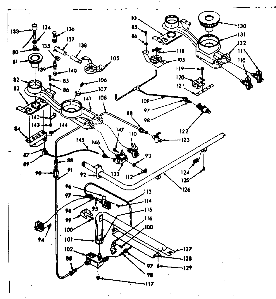 Kenmore 1037377060 burner section diagram