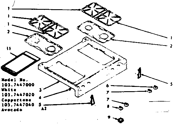 Kenmore 1037447020 main top section diagram