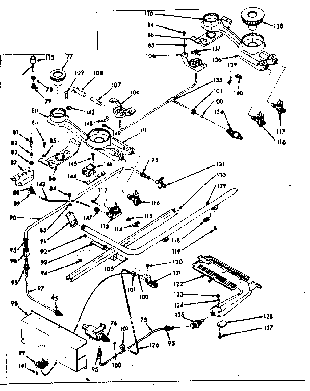Kenmore 1037447061 burner section diagram