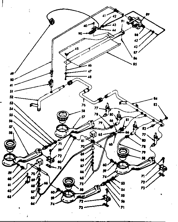 Kenmore 1037667000 burner section diagram