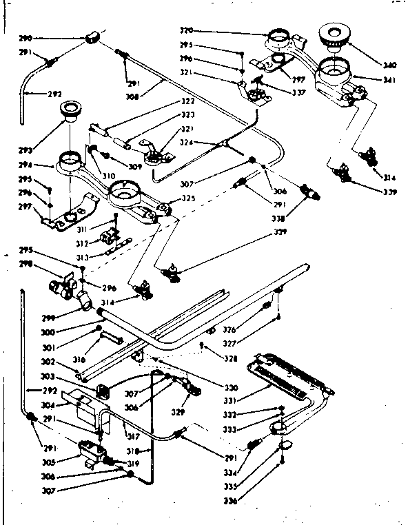 Kenmore 1037717041 lower burner section diagram