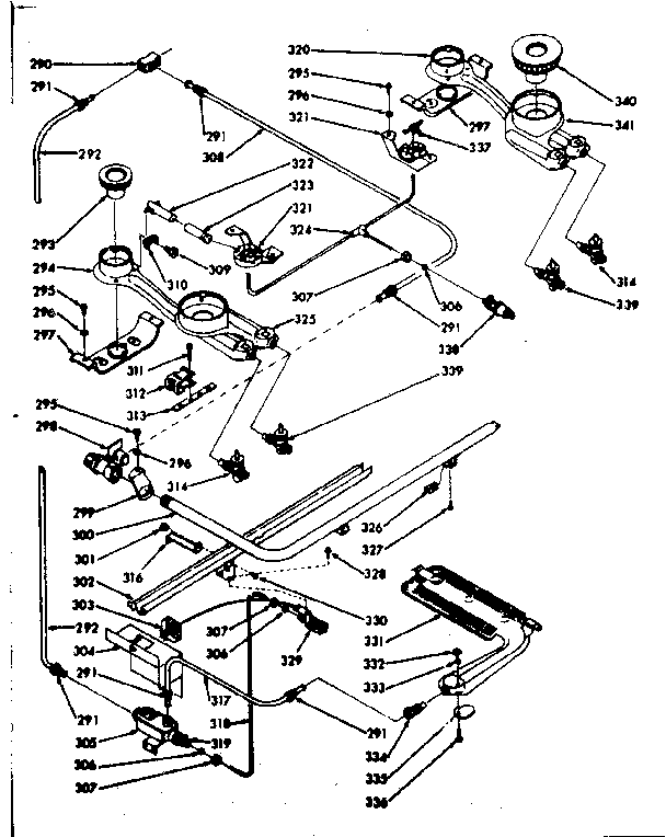 Kenmore 1037727020 lower burner section diagram