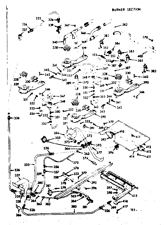 Kenmore 1037747040 burner section diagram