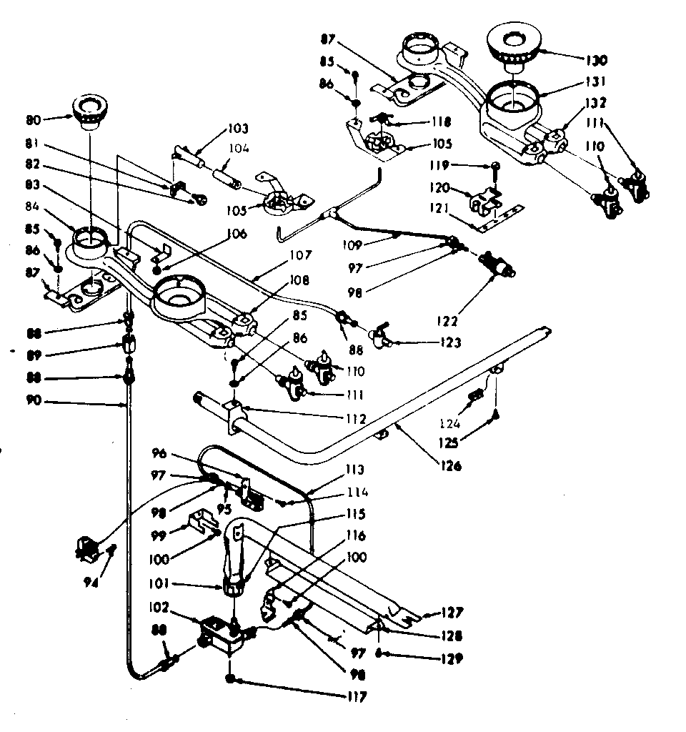 Kenmore 1037836801 burner section diagram
