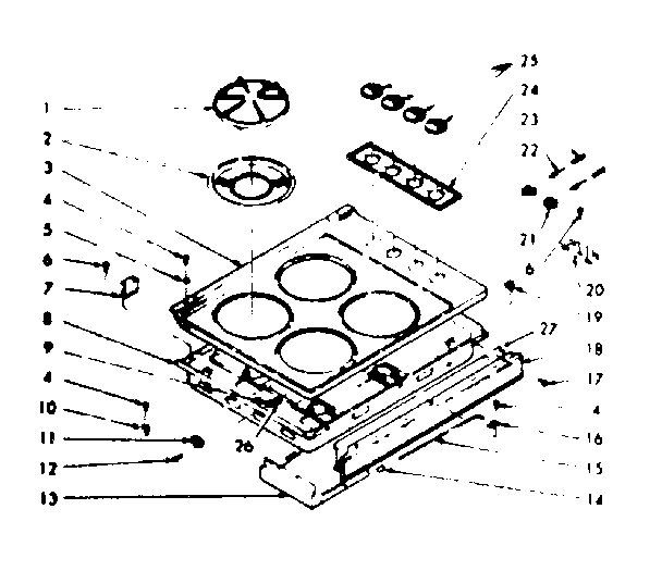 Kenmore 1037846900 main top section diagram