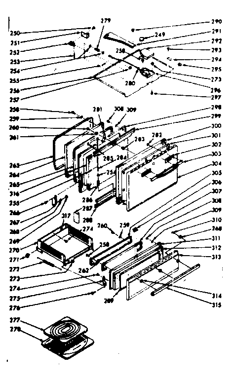 Kenmore 1037857060 oven & broiler doors & locking system diagram