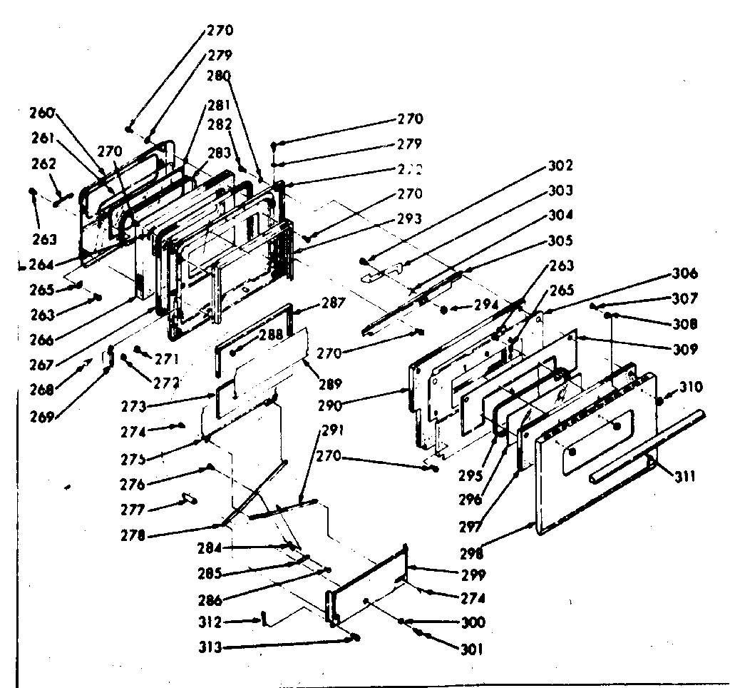 Kenmore 1039347000 oven door section diagram