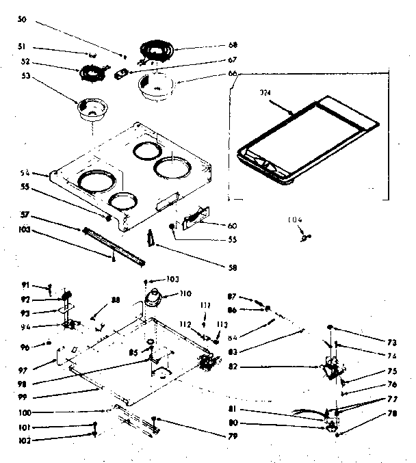 Kenmore 1039377020 main top section diagram