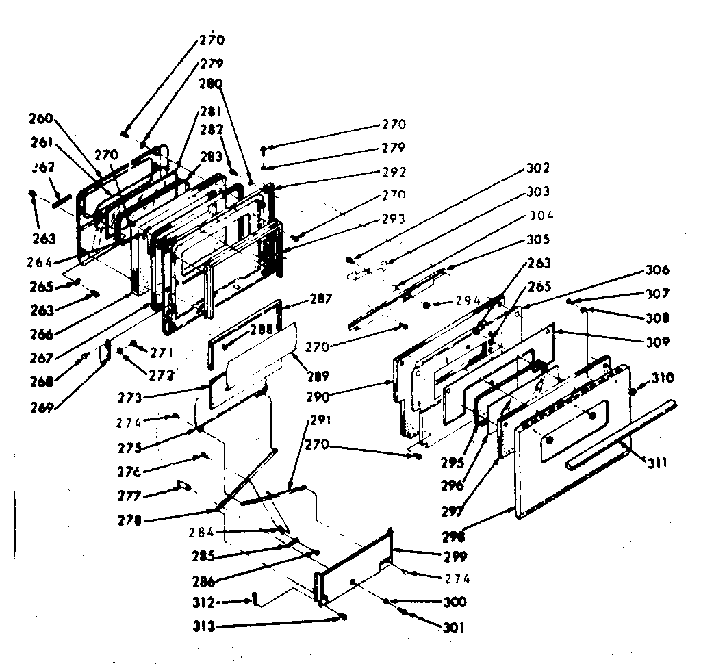 Kenmore 1039377020 oven door section diagram