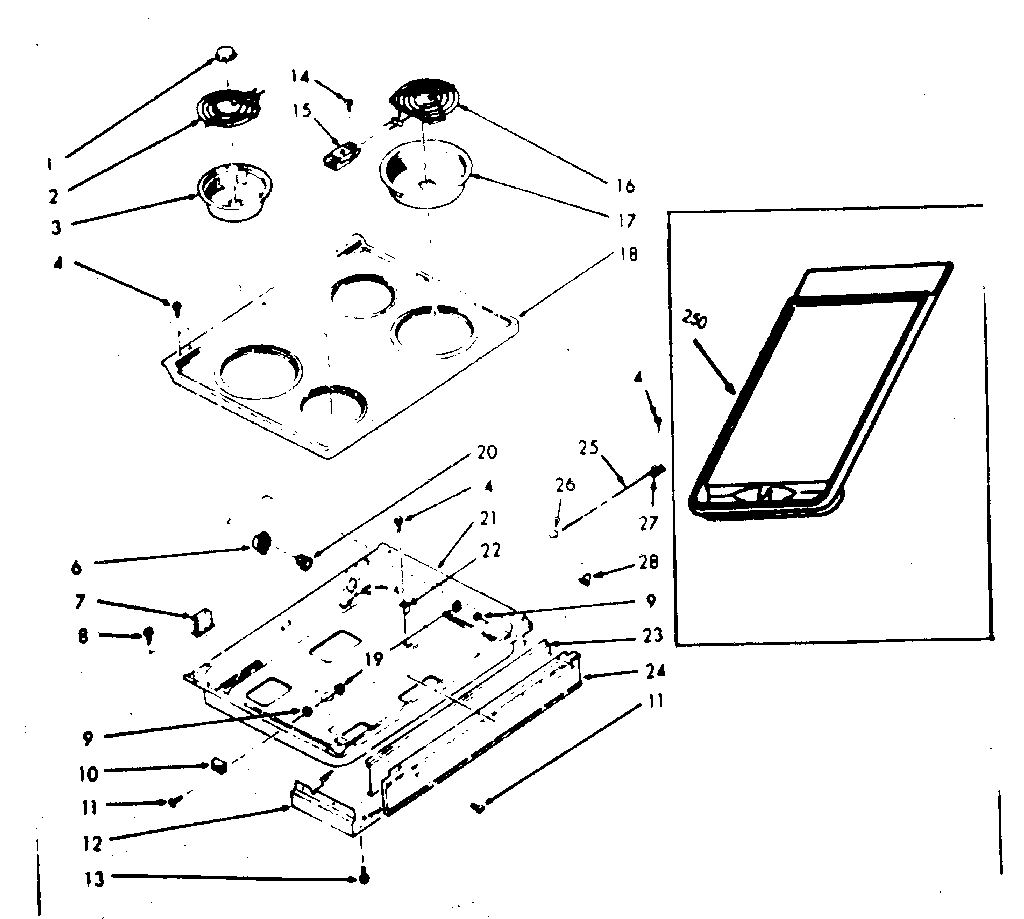 Kenmore 1039747020 main top section diagram