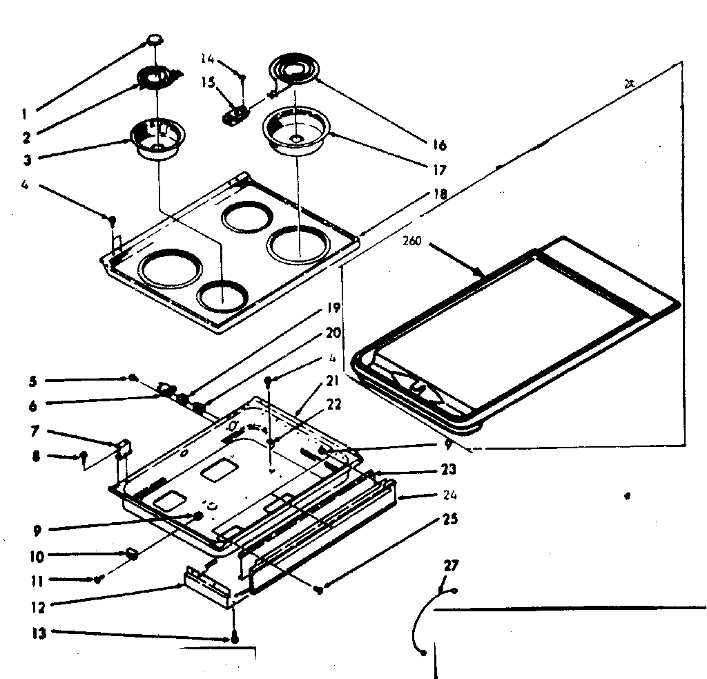 Kenmore 1039846940 top section diagram