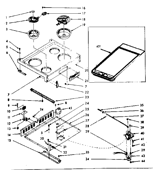 Kenmore 1039877000 main top section diagram