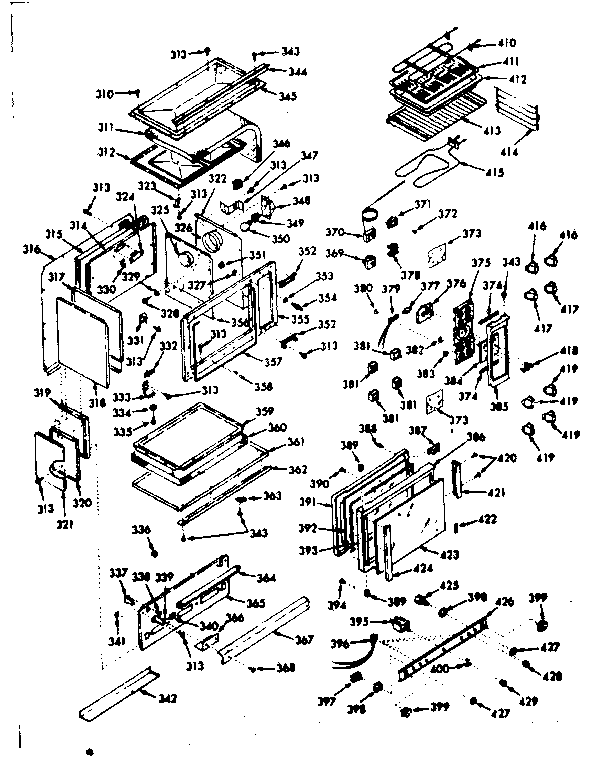 Kenmore 1039877000 upper oven section diagram
