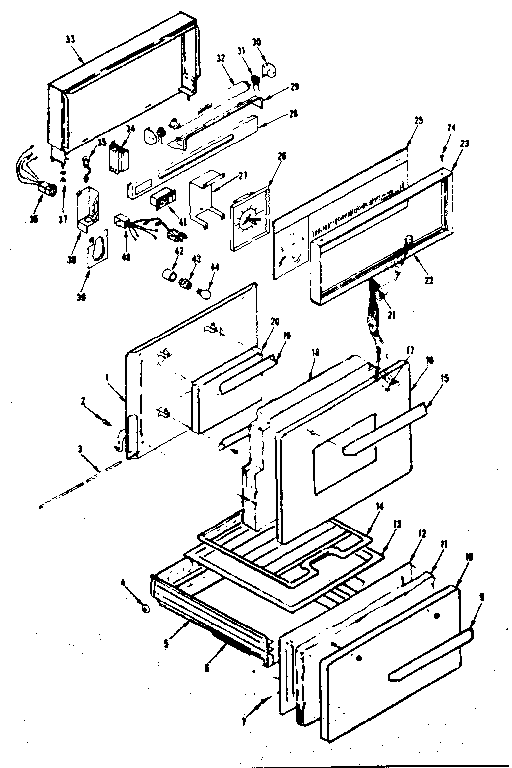 Kenmore 1197087020 backguard and door section diagram