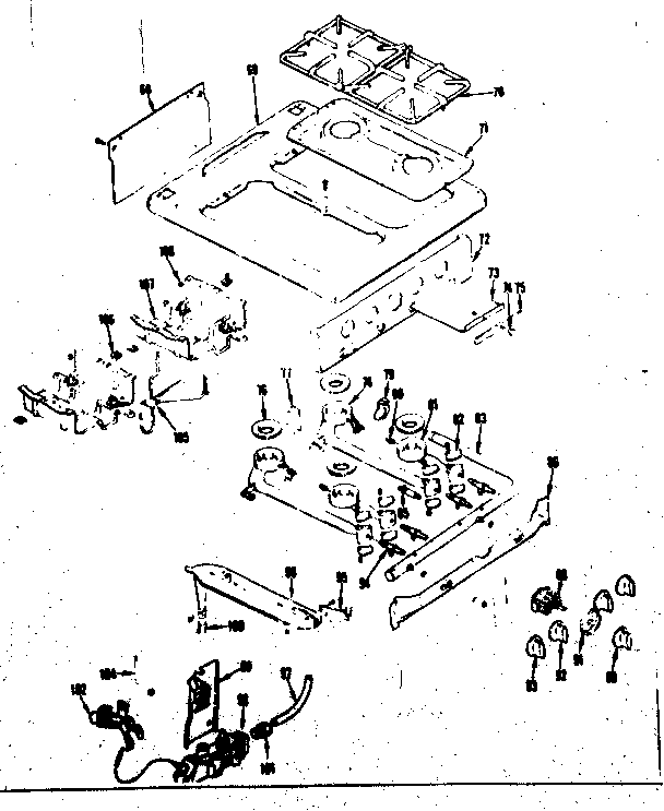 Kenmore 1197087020 burner section diagram