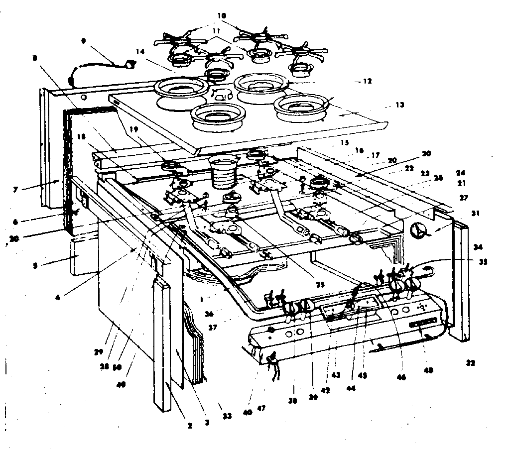 Kenmore 1553546721 top section and outer body parts diagram