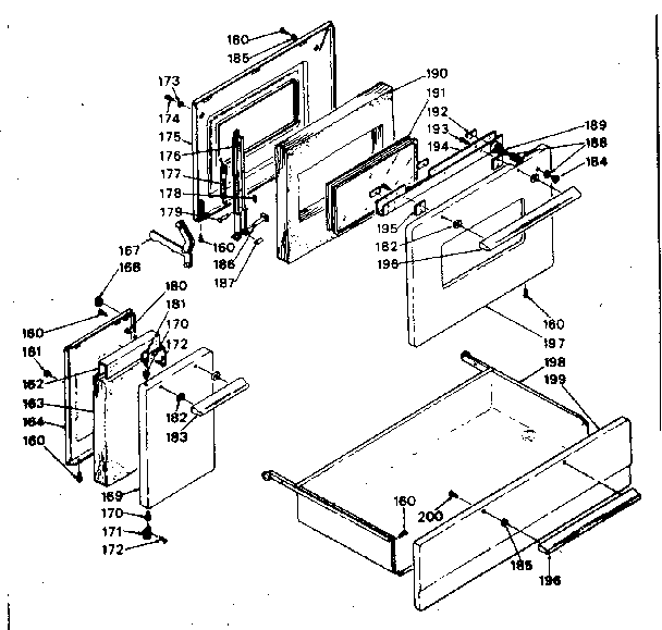 Kenmore 6289427040 doors and drawer diagram