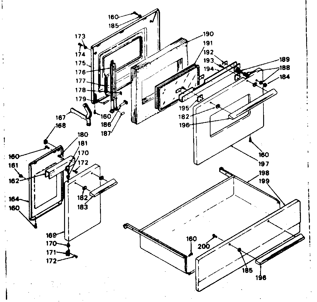 Kenmore 6289427021 doors and drawer diagram