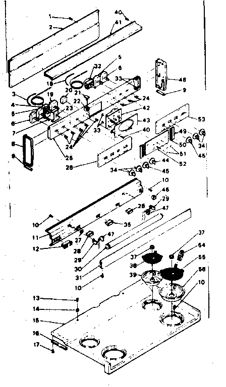 Kenmore 6289447021 backguard and cooktop assembly diagram