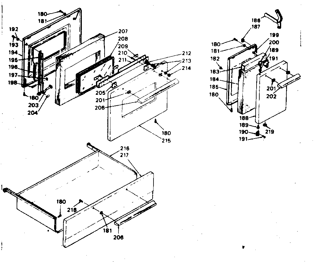 Kenmore 6289447021 doors and drawer diagram