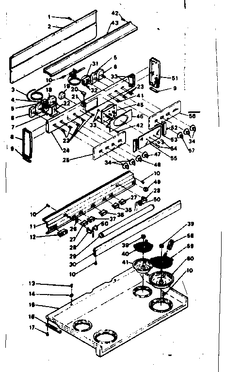 Kenmore 6289497021 backguard and cooktop assembly diagram